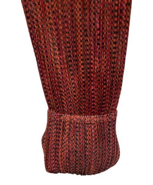 PLEATS PLEASE（プリーツプリーズ）PLEATS PLEASE (プリーツプリーズ) ストライプカーディガン レッド サイズ:4の古着・服飾アイテム