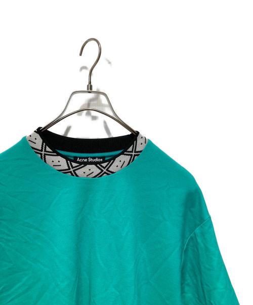 Acne studios（アクネ ストゥディオズ）ACNE STUDIOS (アクネ ストゥディオズ) FACE MOTIF MOCK NECK T ブルー サイズ:XSの古着・服飾アイテム
