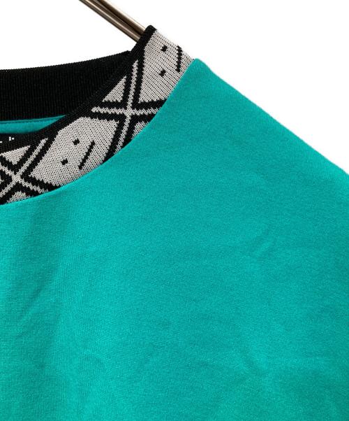 Acne studios（アクネ ストゥディオズ）ACNE STUDIOS (アクネ ストゥディオズ) FACE MOTIF MOCK NECK T ブルー サイズ:XSの古着・服飾アイテム