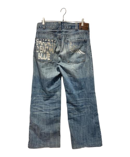 EMPORIO ARMANI（エンポリオアルマーニ）EMPORIO ARMANI (エンポリオアルマーニ) バックプリントワイドデニムパンツ インディゴ サイズ:W34の古着・服飾アイテム