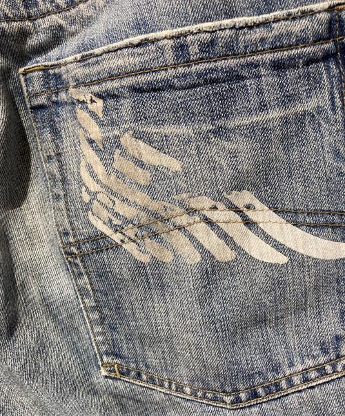 EMPORIO ARMANI（エンポリオアルマーニ）EMPORIO ARMANI (エンポリオアルマーニ) バックプリントワイドデニムパンツ インディゴ サイズ:W34の古着・服飾アイテム