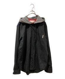 MARNI（マルニ）の古着「ウールトロピカルチェックフーデッドシャツ」｜ブラック