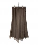 Mila Owenミラオーウェン）の古着「ダブルウエストランダムプリーツスカート」｜カーキ