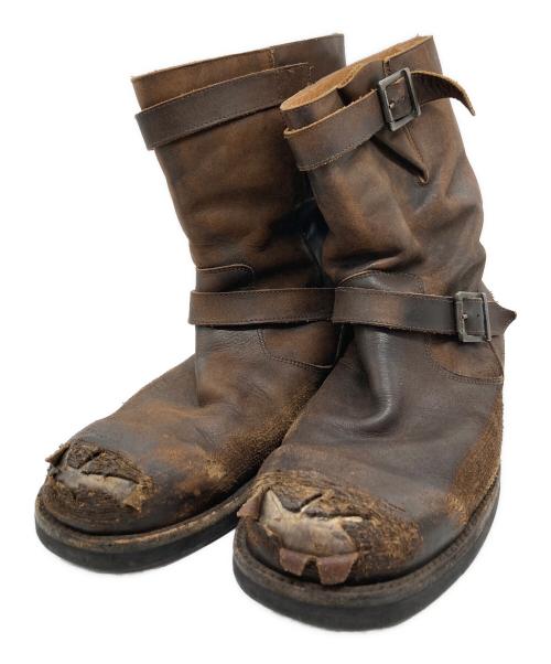 Maison Margiela（メゾンマルジェラ）Maison Margiela (メゾンマルジェラ) クラッシュ加工エンジニアブーツ ブラウン サイズ:41の古着・服飾アイテム