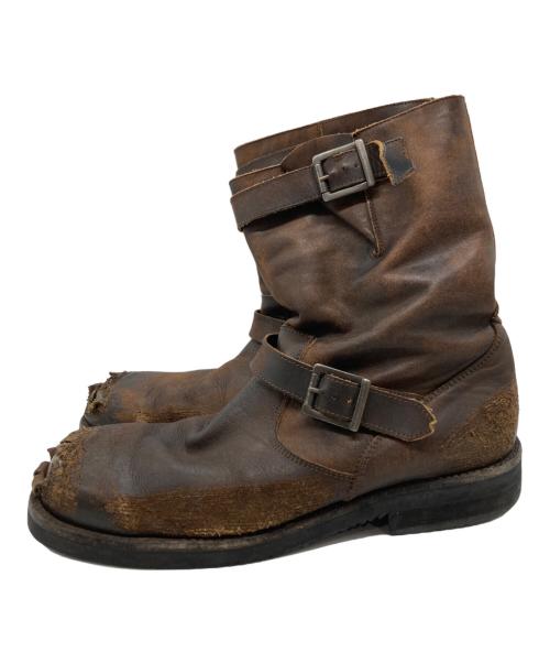 Maison Margiela（メゾンマルジェラ）Maison Margiela (メゾンマルジェラ) クラッシュ加工エンジニアブーツ ブラウン サイズ:41の古着・服飾アイテム