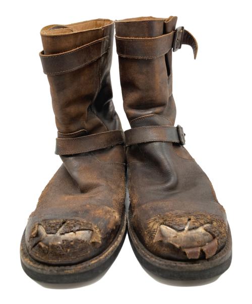 Maison Margiela（メゾンマルジェラ）Maison Margiela (メゾンマルジェラ) クラッシュ加工エンジニアブーツ ブラウン サイズ:41の古着・服飾アイテム