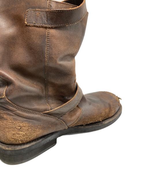 Maison Margiela（メゾンマルジェラ）Maison Margiela (メゾンマルジェラ) クラッシュ加工エンジニアブーツ ブラウン サイズ:41の古着・服飾アイテム