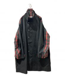 CMMN SWDN（コモンスウェーデン）の古着「Button Check Coat」｜ブラック×レッド