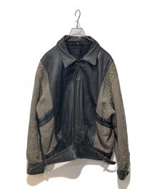 Used/Vintage（ユーズド ヴィンテージ）の古着「レザー切り替えジャケット」｜グレー