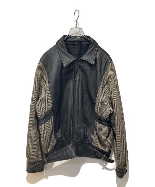 Used/Vintage（ユーズド ヴィンテージ）Used/Vintage (ユーズド ヴィンテージ) レザー切り替えジャケット グレー サイズ:100の古着・服飾アイテム