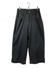ballsy brothers（ボールジィ ブラザーズ）の古着「ワイドストライプスラックス」｜ブラック