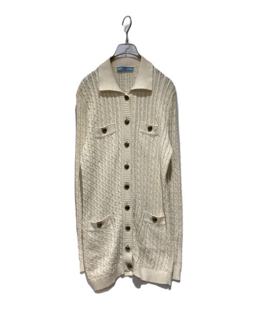 PRADA（プラダ）PRADA (プラダ) ケーブルニットコットンミニドレス ホワイト サイズ:40の古着・服飾アイテム
