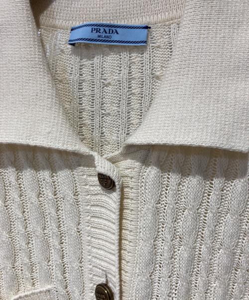 PRADA（プラダ）PRADA (プラダ) ケーブルニットコットンミニドレス ホワイト サイズ:40の古着・服飾アイテム
