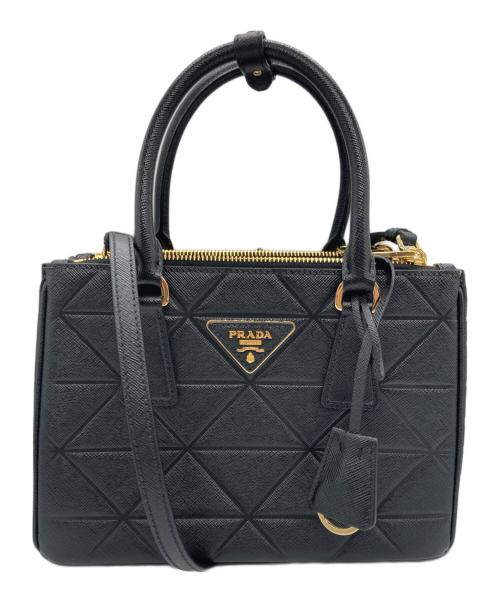 PRADA（プラダ）PRADA (プラダ) ガレリアスモール2WAYハンドバッグ ブラックの古着・服飾アイテム
