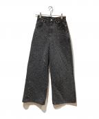 MAISON SPECIALメゾンスペシャル）の古着「Diamond Beads Embroidery Denim Pants」｜ブラック