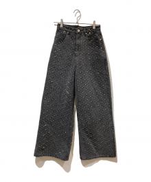 MAISON SPECIAL（メゾンスペシャル）の古着「Diamond Beads Embroidery Denim Pants」｜ブラック