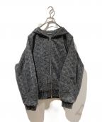MAISON SPECIALメゾンスペシャル）の古着「Diamond Beads Embroidery Denim Hoodie」｜ブラック