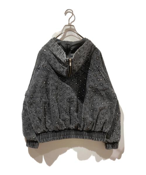 MAISON SPECIAL（メゾンスペシャル）MAISON SPECIAL (メゾンスペシャル) Diamond Beads Embroidery Denim Hoodie ブラック サイズ:FREEの古着・服飾アイテム