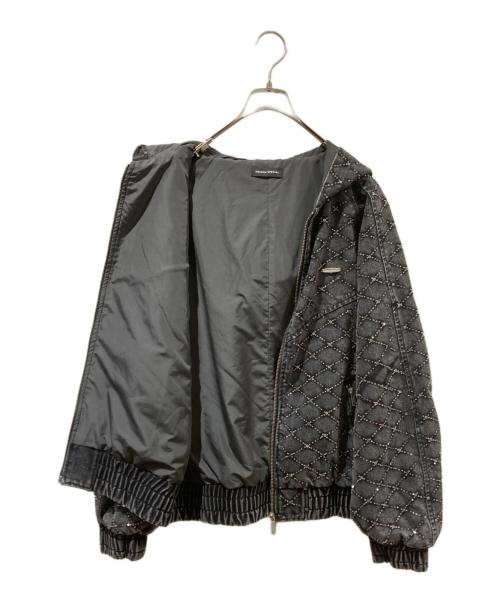 MAISON SPECIAL（メゾンスペシャル）MAISON SPECIAL (メゾンスペシャル) Diamond Beads Embroidery Denim Hoodie ブラック サイズ:FREEの古着・服飾アイテム