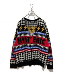 Hysteric Glamour（ヒステリックグラマー）の古着「THUNDER柄ジャカード カーディガン」｜ブラック