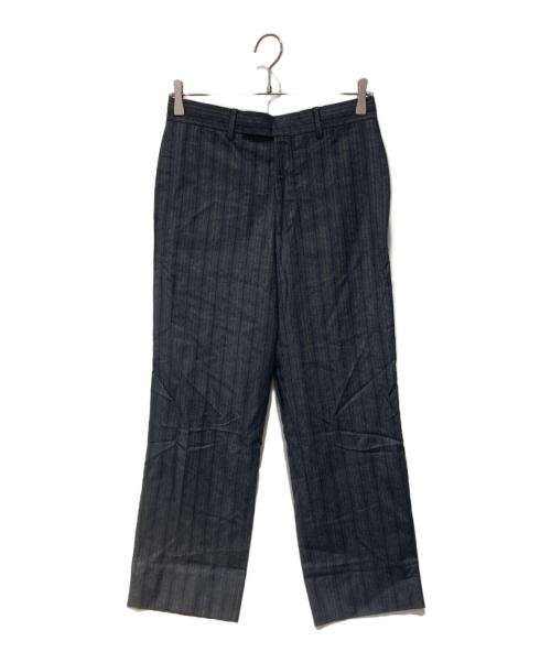 HERMES（エルメス）HERMES (エルメス) シルク混ストライプウールスラックス ネイビー サイズ:40の古着・服飾アイテム