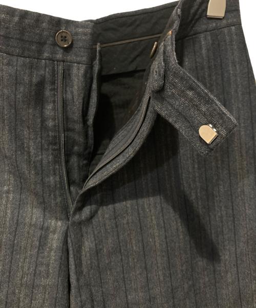 HERMES（エルメス）HERMES (エルメス) シルク混ストライプウールスラックス ネイビー サイズ:40の古着・服飾アイテム