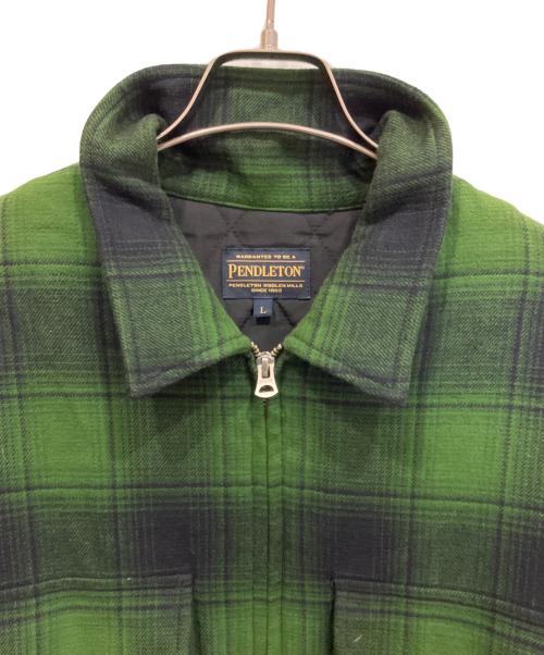 PENDLETON（ペンドルトン）PENDLETON (ペンドルトン) niko and (ニコアンド) 別注CPOチェックブルゾン グリーン×ブラック サイズ:Lの古着・服飾アイテム