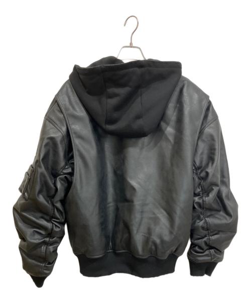 ZARA（ザラ）ZARA (ザラ) ダメージ加工フェイクレザボンバージャケット ブラック サイズ:Lの古着・服飾アイテム