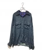 Needlesニードルズ）の古着「CLASSIC SHIRT R/PE CRESCENT JQ」｜ネイビー×グリーン