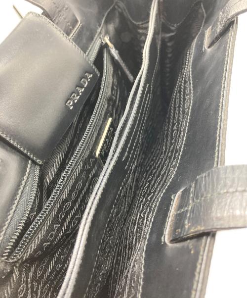PRADA（プラダ）PRADA (プラダ) レザー切替ナイロントートバッグ ブラックの古着・服飾アイテム