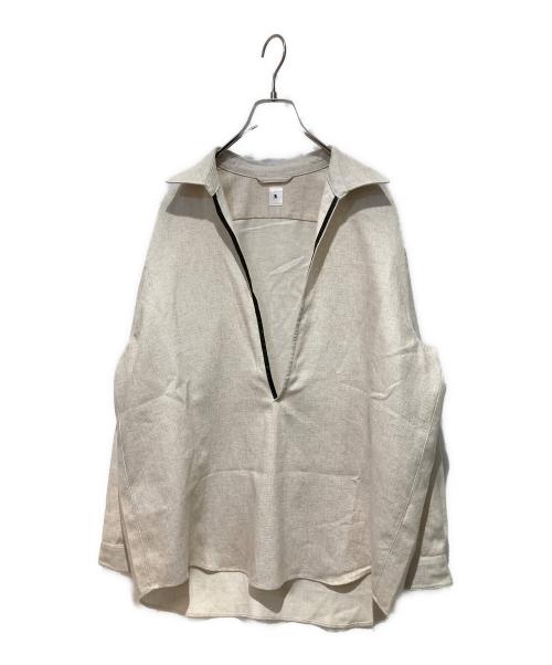 edifice la boucle（エディフィス ラ ブークル）EDIFICE LA BOUCLE (エディフィス ラ ブークル) レザーパイピングスキッパーシャツ ベージュ サイズ:2の古着・服飾アイテム