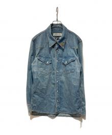 REMI RELIEF（レミレリーフ）の古着「ヴィンテージ加工スタッズデニムウエスタンシャツ」｜インディゴ
