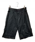 Y'sワイズ）の古着「プリーツワイドロールアップクロップドパンツ」｜ブラック