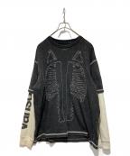 AWAKE×VANSONアウェイク×バンソン）の古着「BONE WAFFLE L/S TEE」｜ブラック×ホワイト