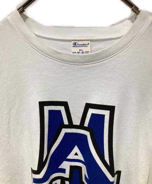 Champion（チャンピオン）Champion (チャンピオン) Mental Athletic プリントカットソー ホワイト×ネイビー サイズ:XLの古着・服飾アイテム