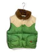 GOLF le FLEURゴルフ ラ フルール）の古着「LEATHER PUFFER VEST」｜グリーン×ベージュ