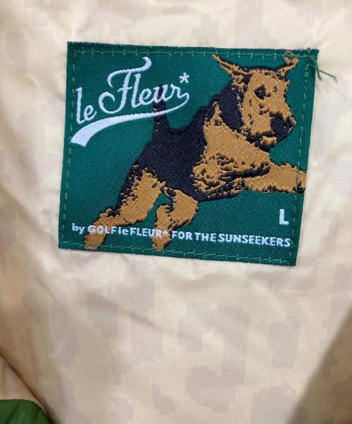 GOLF le FLEUR（ゴルフ ラ フルール）Golf le Fleur (ゴルフ ラ フルール) LEATHER PUFFER VEST グリーン×ベージュ サイズ:Ｌの古着・服飾アイテム