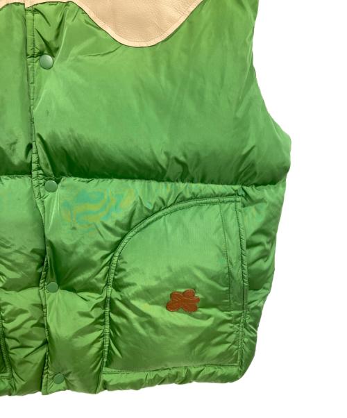 GOLF le FLEUR（ゴルフ ラ フルール）Golf le Fleur (ゴルフ ラ フルール) LEATHER PUFFER VEST グリーン×ベージュ サイズ:Ｌの古着・服飾アイテム