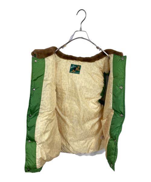GOLF le FLEUR（ゴルフ ラ フルール）Golf le Fleur (ゴルフ ラ フルール) LEATHER PUFFER VEST グリーン×ベージュ サイズ:Ｌの古着・服飾アイテム