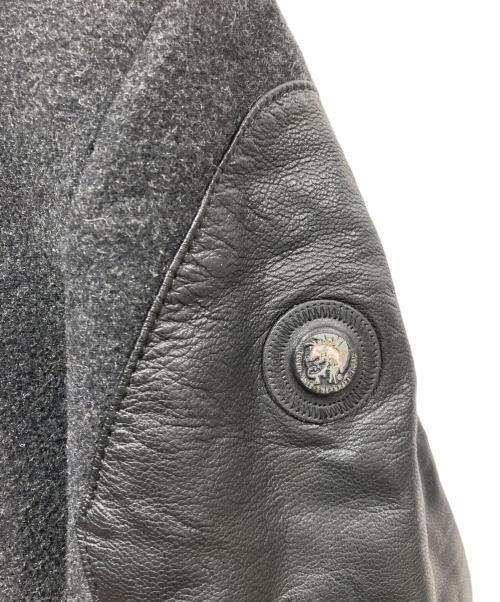 DIESEL（ディーゼル）DIESEL (ディーゼル) レザー切り替えチェスターコート ブラック サイズ:表記無しの古着・服飾アイテム