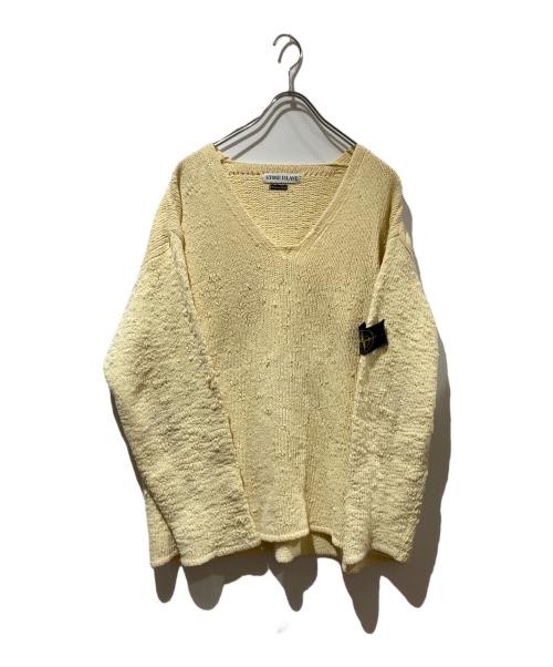 STONE ISLAND（ストーンアイランド）STONE ISLAND (ストーンアイランド) Vネックコットンニット イエロー サイズ:Mの古着・服飾アイテム