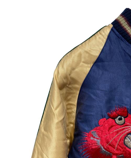 東洋エンタープライズ（トウヨウエンタープライズ）東洋エンタープライズ (トウヨウエンタープライズ) 虎×赤鷲リバーシブルサテンスカジャン ネイビー×パープル サイズ:Mの古着・服飾アイテム