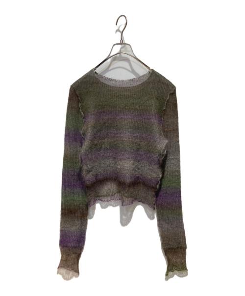 PERVERZE（パーバーズ）PERVERZE (パーバーズ) 23ss Double Mohair Cropped Tops パープル×グリーン サイズ:ＦＲＥＥの古着・服飾アイテム