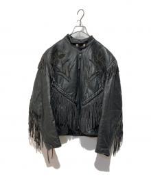 Thinsulate（シンサレート）の古着「フリンジレザージャケット」｜ブラック