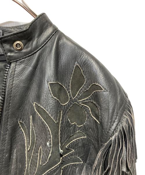 Thinsulate（シンサレート）Thinsulate (シンサレート) フリンジレザージャケット ブラック サイズ:Mの古着・服飾アイテム