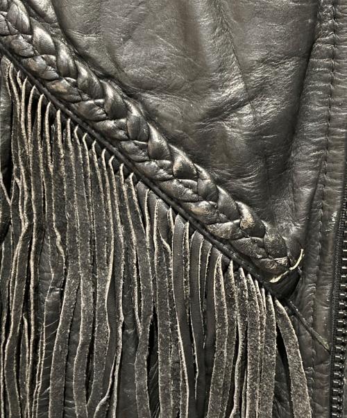 Thinsulate（シンサレート）Thinsulate (シンサレート) フリンジレザージャケット ブラック サイズ:Mの古着・服飾アイテム