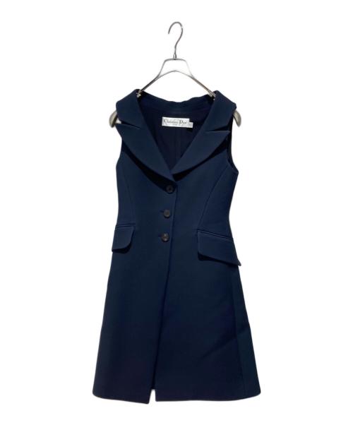 Christian Dior（クリスチャン ディオール）Christian Dior (クリスチャン ディオール) ウールシルクジレ ネイビー サイズ:34の古着・服飾アイテム
