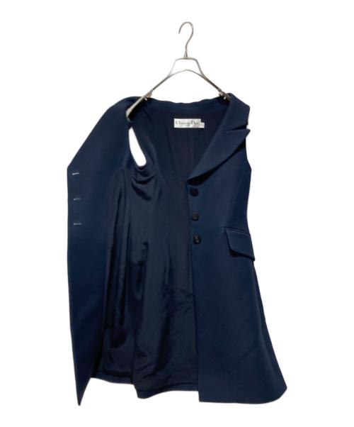 Christian Dior（クリスチャン ディオール）Christian Dior (クリスチャン ディオール) ウールシルクジレ ネイビー サイズ:34の古着・服飾アイテム