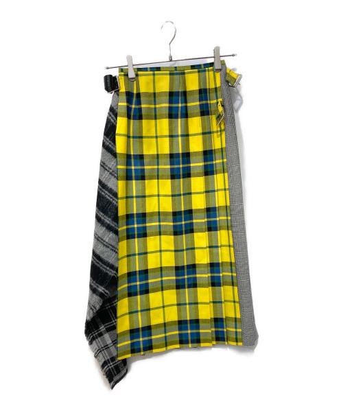 O'NEIL OF DUBLIN（オニールオブダブリン）O'NEIL OF DUBLIN (オニールオブダブリン) FREAK'S STORE (フリークスストア) 別注パッチワークキルトロングスカート イエロー×ネイビー サイズ:US6 未使用品の古着・服飾アイテム