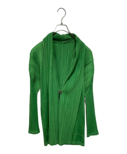 PLEATS PLEASE（プリーツプリーズ）PLEATS PLEASE (プリーツプリーズ) ロングカーディガン グリーン サイズ:3の古着・服飾アイテム